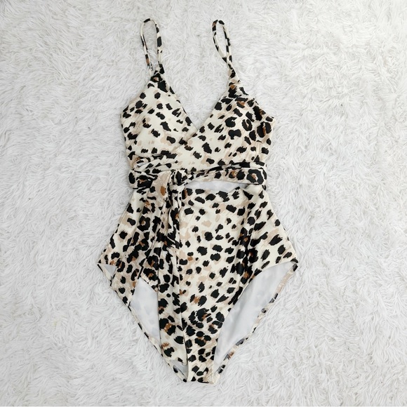 Aerie Leopard Wrap One Piece Swimsuit Small - Picture 3 of 8